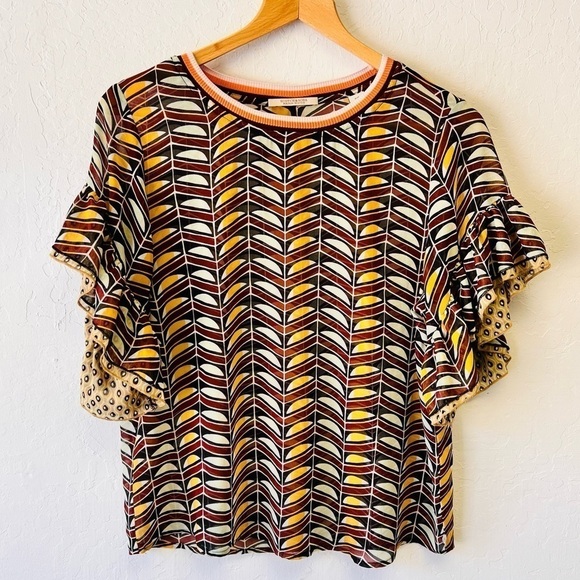 Scotch & Soda Ruffle Sleeve Blouse Sheer Small - Picture 1 of 9